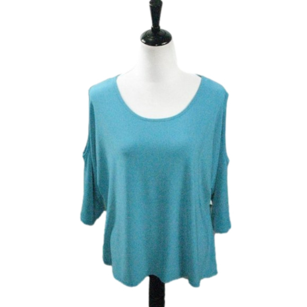 Notations Teal Blue Cold Shoulder Top Size XL